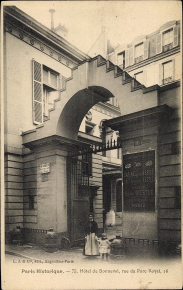 Ansichtkaart Parijs III, Rue du Parc Royal, Hotel de Bonneval
