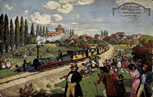 Artist PC Nuremberg, Fürth, First German Railway Eagle, 1835
