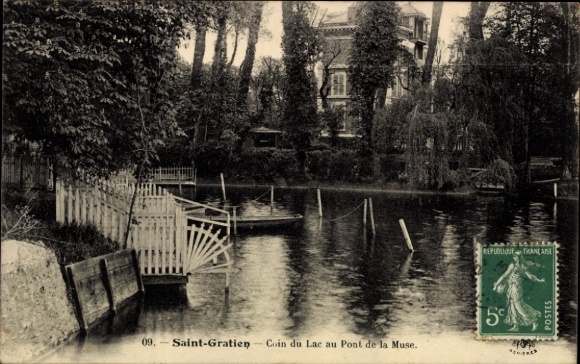 CPA Saint Gratien Val d'Oise, Coin du Lac au Pont de la Muse