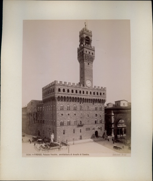 foto rond 1880, Firenze Florence Toscana, Palazzo Veccio, algemeen beeld