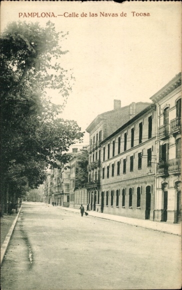 Postcard Pamplona Navarra, Calle de las Navas de Tolosa