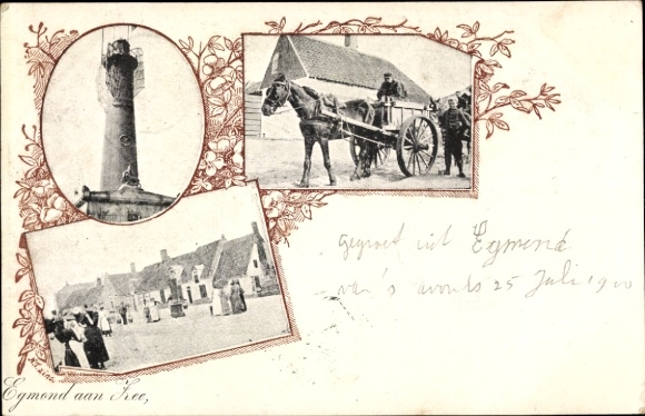 Postcard Egmond aan Zee North Holland Netherlands, beach, lighthouse