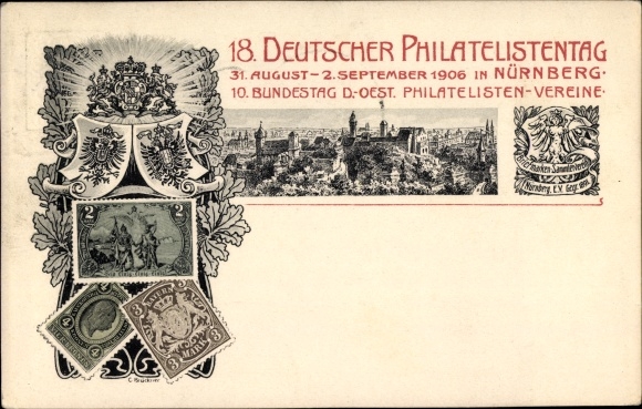 Postal stationery stamps litho Nuremberg, 18th German Philatelic Day 1906