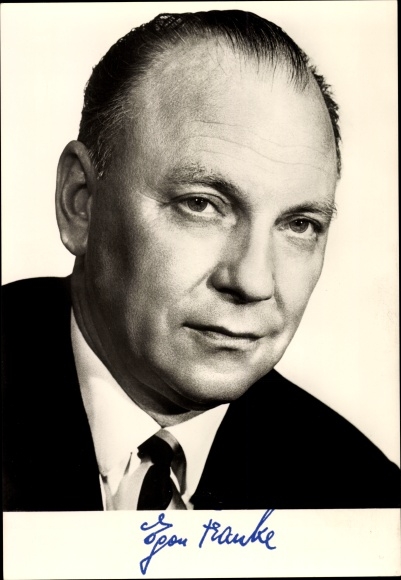 Postcard Egon Franke, portrait, Federal Minister for internal German relations, SPD, portrait