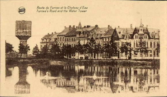 Postcard Furnes Veurne West Flanders, view to the water tower