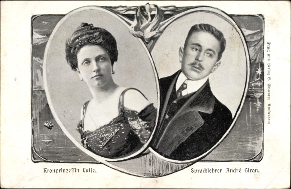 Passepartout Ak Prinzessin Luise von Österreich Toskana, Sprachlehrer André Giron, Affäre, Portraits