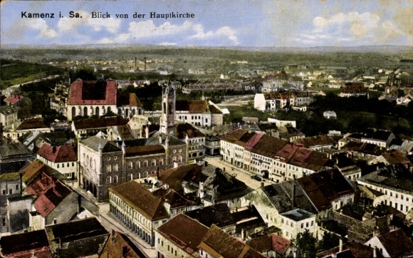 Ak Kamenz in Sachsen, Gesamtansicht, Blick von der Hauptkirche