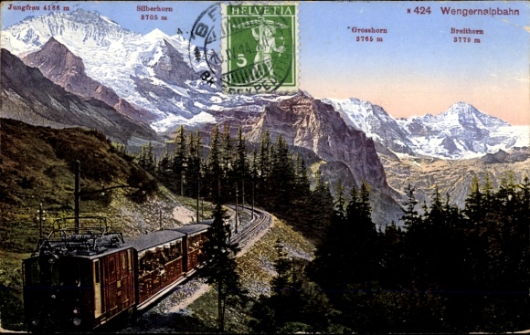 Ak Kanton Bern, Silberhorn, Jungfrau, Wengernalpbahn, Breithorn