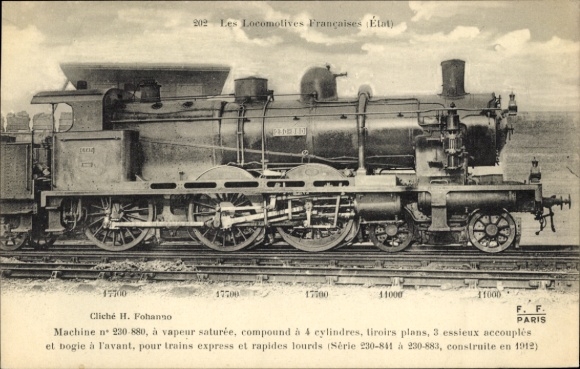 Ak Paris I Louvre, Dampflokomotive Nr. 230-880 der französischen Staatsbahn