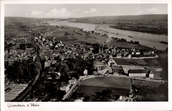 Postcard Geisenheim am Rhein Hesse, aerial photograph