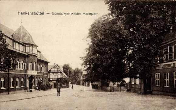 Postcard Hankensbüttel in Lower Saxony, market square