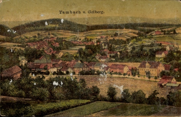 Postcard Tambach Dietharz Thuringian Forest, view from Golberg