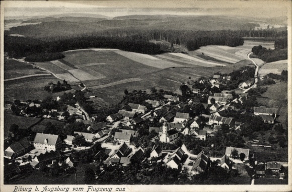 Postcard Biburg Diedorf district Augsburg, aerial photograph