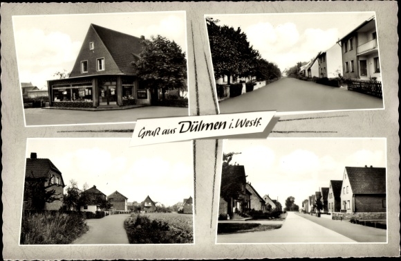 KP Dülmen w Münsterland Westfalia, widoki ulicy, osada, budynek handlowy