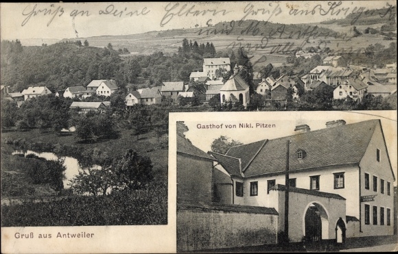 Postcard Antweiler an der Ahr, general view, inn