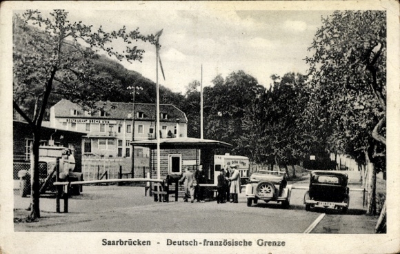 Postcard Saarbrücken in Saarland, German-French border