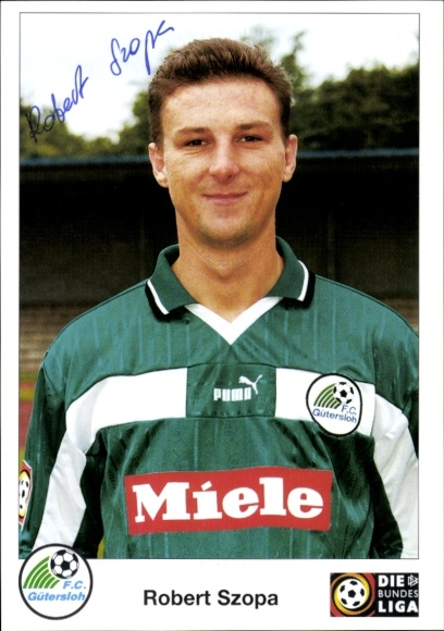 Autograph card footballer Robert Szopa, FC Gütersloh, autograph