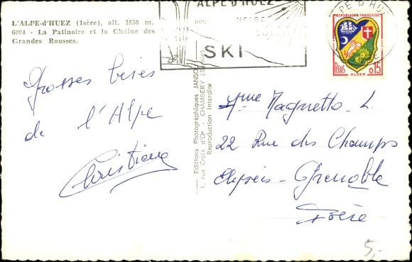 Postcard L&#39;Alpe d&#39;Huez Isere, The Ice Rink and the Grandes Rousses Chain