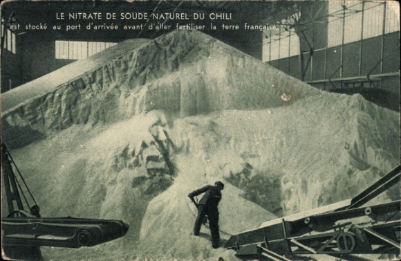 CPA Le Nitrate de Soude Naturel du Chili, jest nawozem magazynowym au port d'arrivée avant d'aller