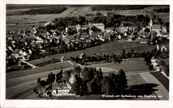 Postcard Bad Wurzach in Upper Swabia, aerial photograph, Gottesberg