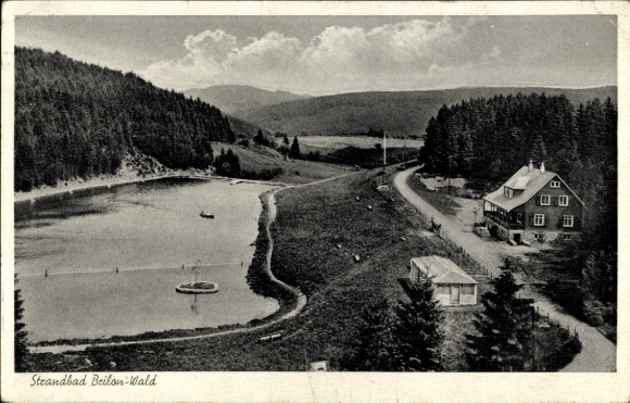 Postcard Wald Brilon in the Sauerland, beach on the outskirts, lake