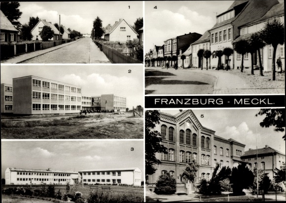 Postcard Franzburg in Mecklenburg, Karl Marx Street, Hans Beimler high school, special school