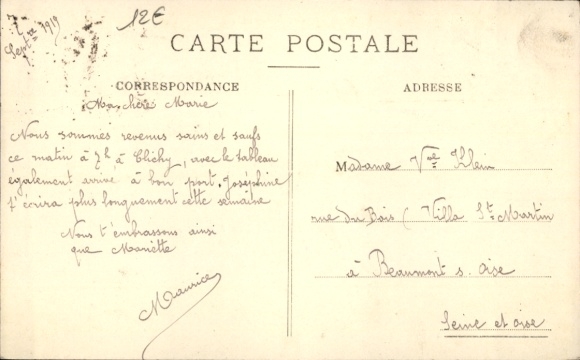 Postcard Clichy Hauts de Seine, Boulevard National near the rue du Guichet