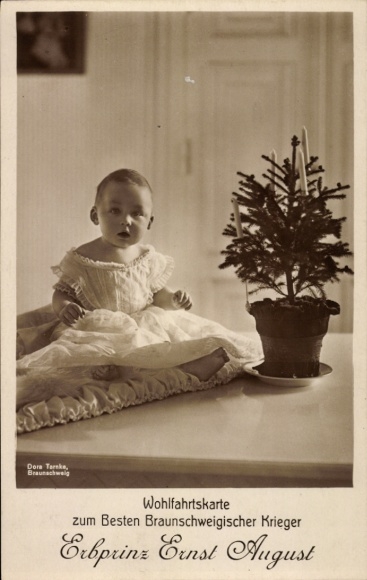 Ak Erbprinz Ernst August von Braunschweig, Kinderportrait, Wohlfahrtskarte, Foto. Dora Tarnke