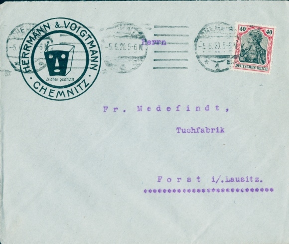 Briefumschlag Herrmann & Voigtmann, Chemnitz