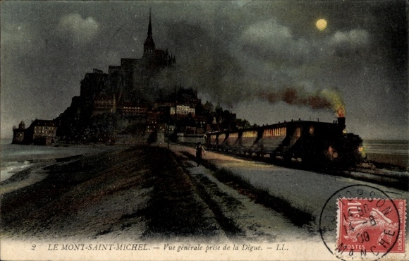 CPA Mont Saint Michel Manche, Vue générale prise de la Digue