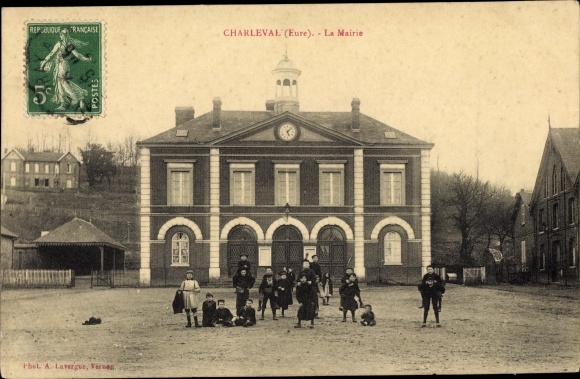 Postcard Charleval Eure, The Town Hall