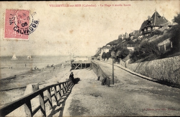 Postcard Villerville Calvados, beach