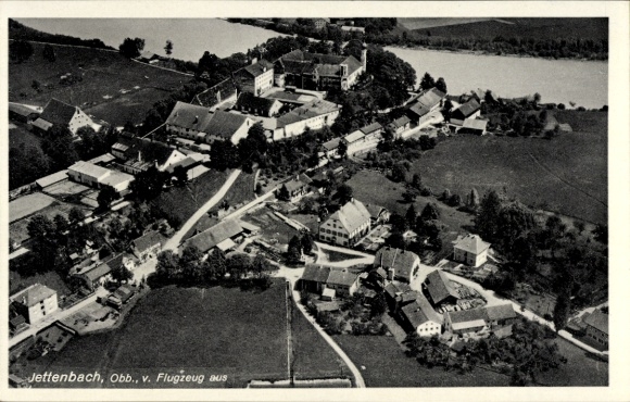 Postcard Jettenbach am Inn Upper Bavaria, aerial photograph