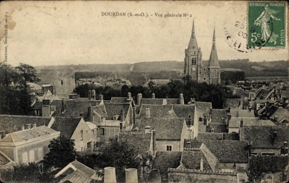 Ak Dourdan Essonne, Gesamtansicht