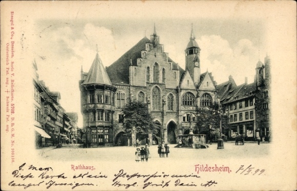 Relief Postcard Hildesheim in Lower Saxony, Town Hall