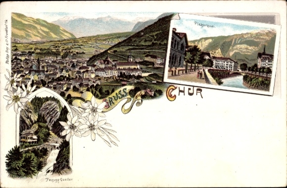 Chromo-Litho Chur Canton of Graubünden, general view