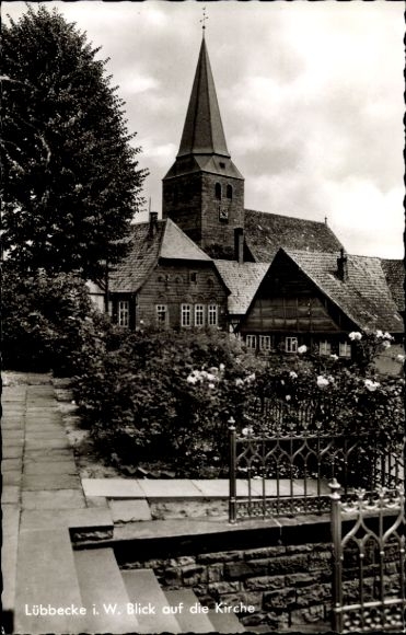 Postcard Lübbecke in Westphalia, Church