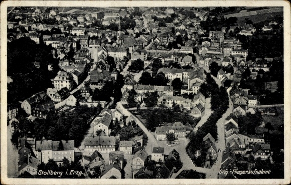 Ak Stollberg im Erzgebirge, Fliegeraufnahme der Stadt