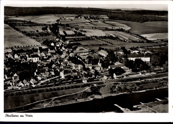Postcard Obertheres Theres in Lower Franconia, aerial photograph