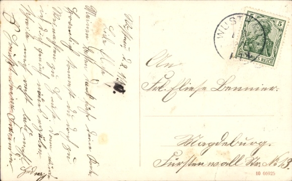 Postcard Wustrau Altfriesack Fehrbellin in Brandenburg, village street with school