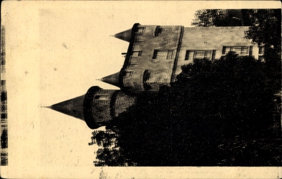 Postcard error print, castle, tower, fence