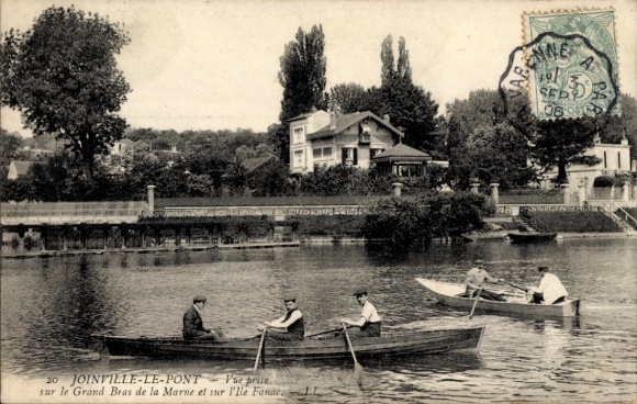 Ak Joinville le Pont Val de Marne, Vue prise sur le Grand Bras de la Marne et sur l'Ile Fanac