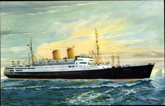 Künstler Ak Dampfer MS Berlin, Norddeutscher Lloyd Bremen, Passagierschiff
