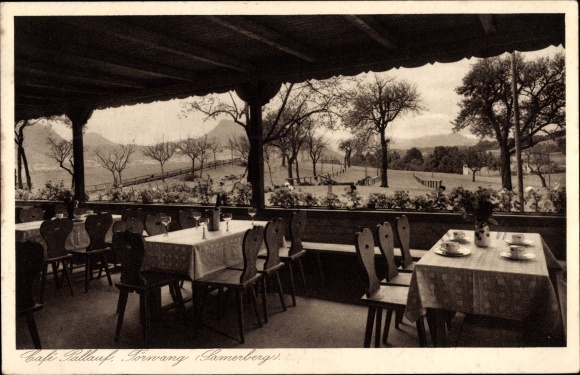Postcard Törwang Samerberg in Upper Bavaria, Cafe Pallauf, terrace