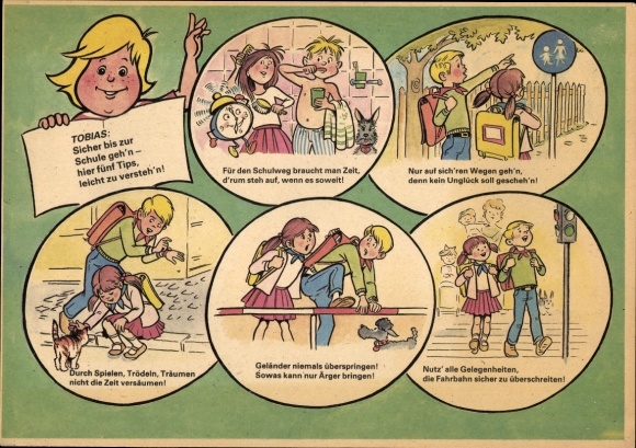 Timetable GDR Presidium of the People&#39;s Police Berlin, traffic education, street signs around 1970