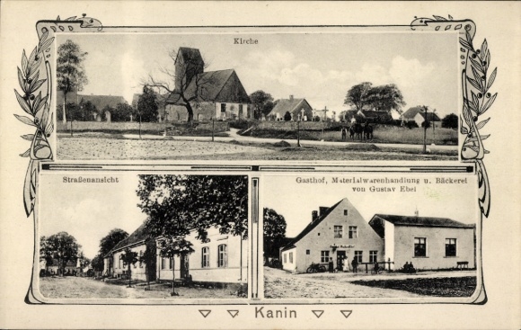 Ak Kanin Busendorf Beelitz in der Mark, kerk, herberg