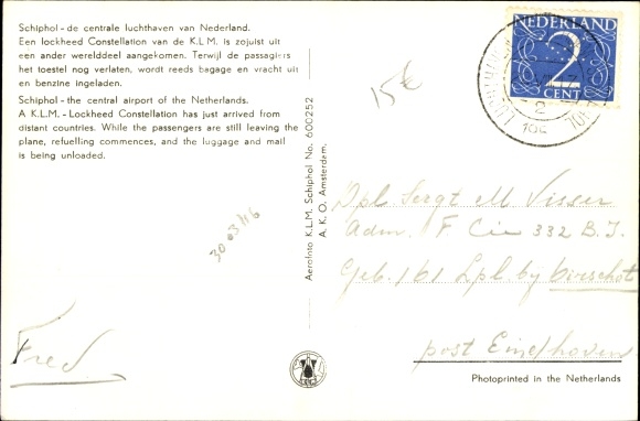 Postcard Haarlemmermeer North Holland Netherlands, Schiphol, Airport, The Flying Dutchman, KLM