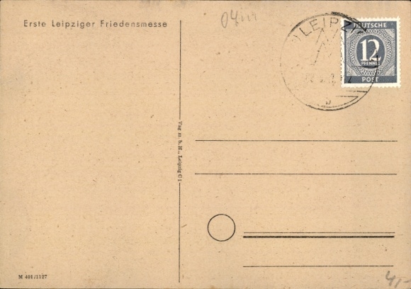 Artist Postcard Leipzig, First Leipzig Peace Fair 1947, Town Hall, Fur Trader, Bookseller