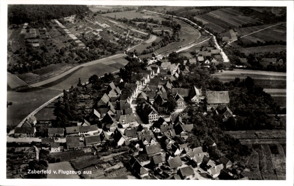 Postcard Zaberfeld in Württemberg, aerial photograph of the village