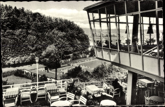 Postcard Bad Driburg in Westphalia, Café Falkenhöhe, swimming pool